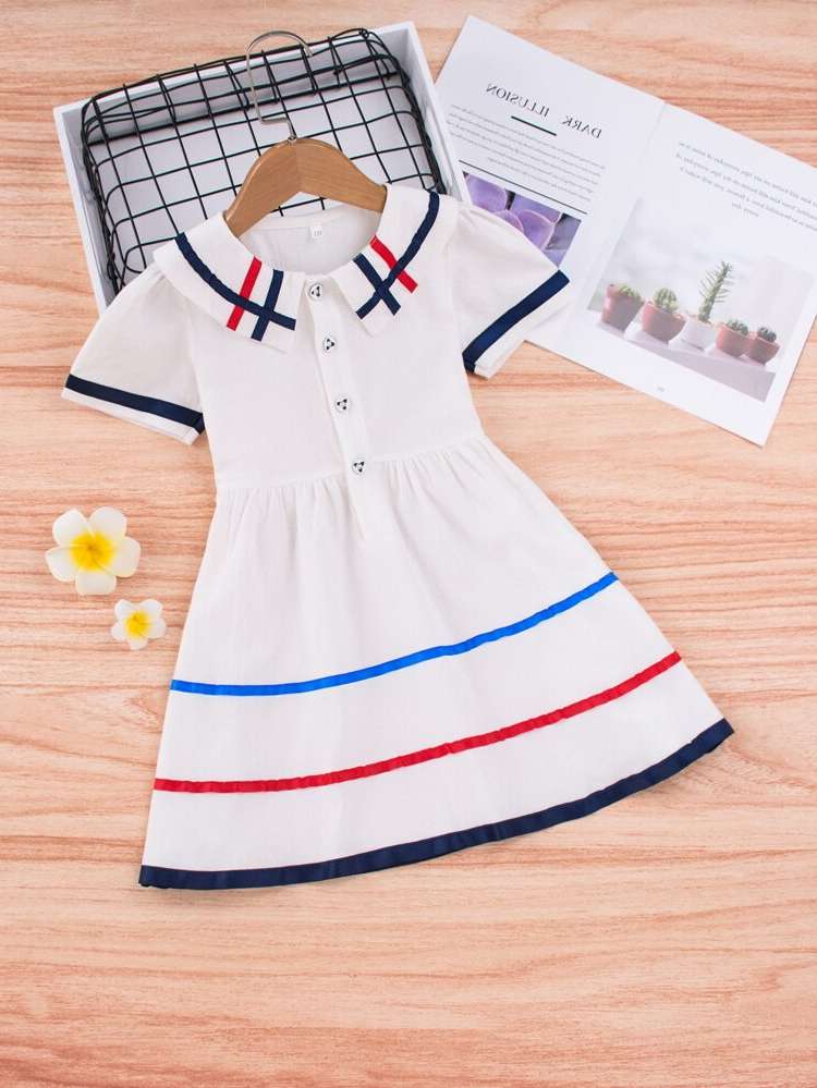 Short Sleeve Regular Fit Short Girls Dresses 4575