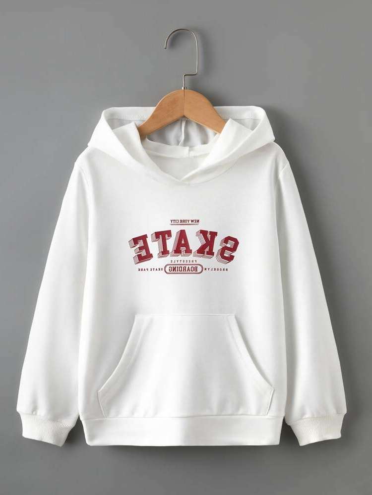 Letter Hooded White Regular Fit Girls Clothing 683