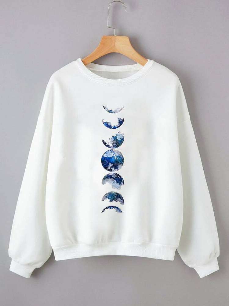 Regular Galaxy Regular Fit White Girls Sweatshirts 632