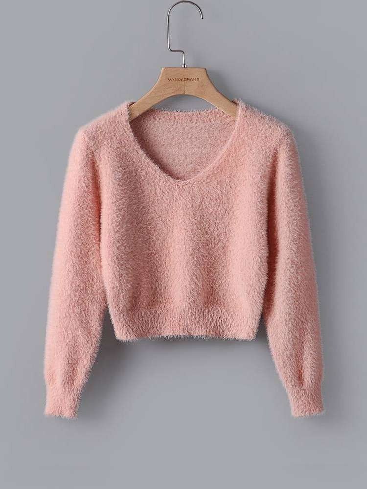 Plain V neck Girls Knitwear 7796