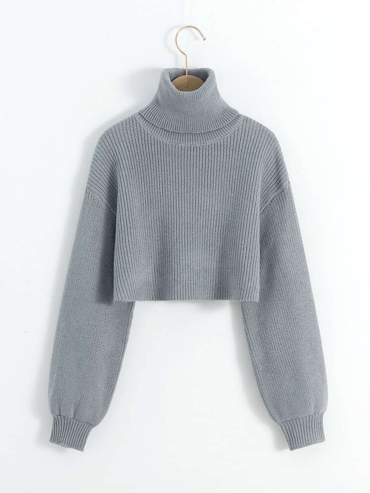 Long Sleeve White Casual Crop Girls Knitwear 1183