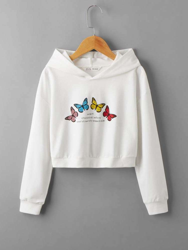 Long Sleeve Butterfly Casual Girls Sweatshirts 591