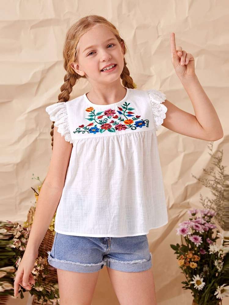  Cap Sleeve Round Neck Regular Fit Girls Tops 716