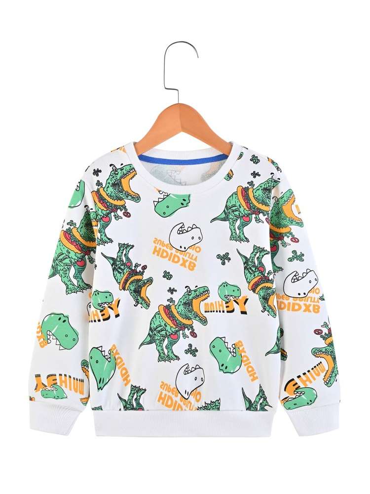 Round Neck Regular Dinosaur Toddler Boys Clothing 4334