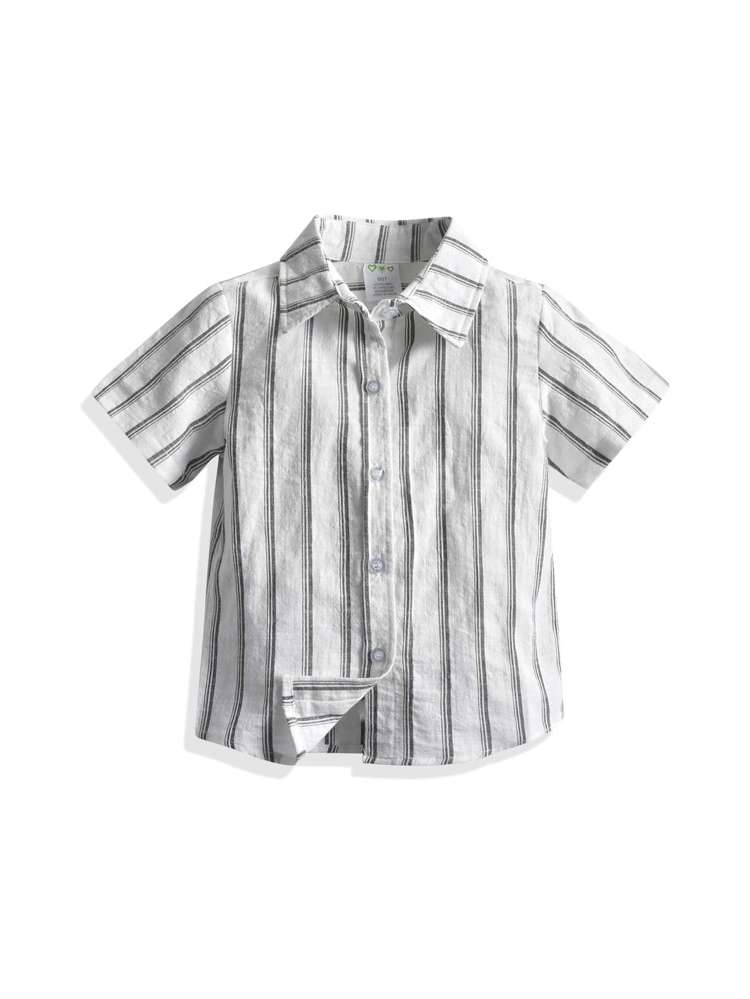 Preppy Regular Fit Striped Collar Toddler Boys Clothing 186