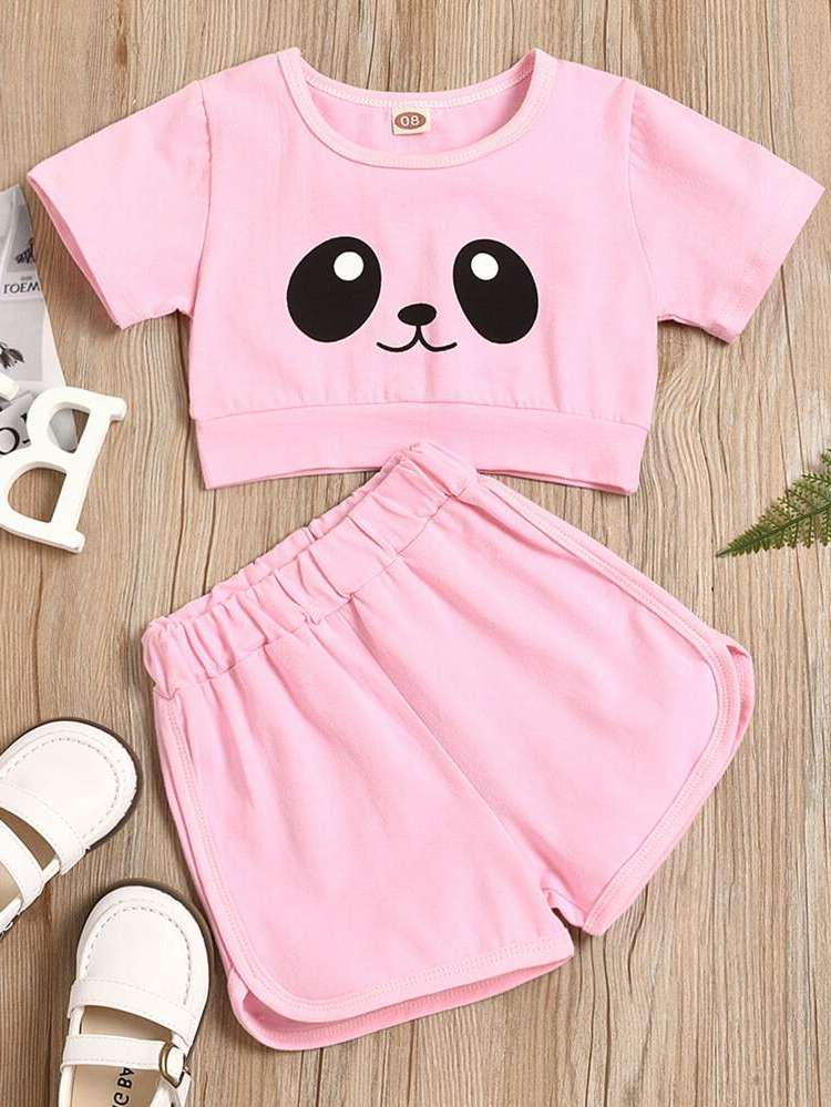 Short Sleeve Cartoon Regular Fit Kids Clothing 8525