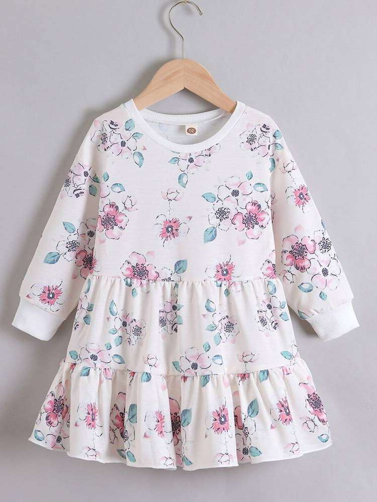  Casual Ruffle Hem Long Toddler Girls Clothing 480