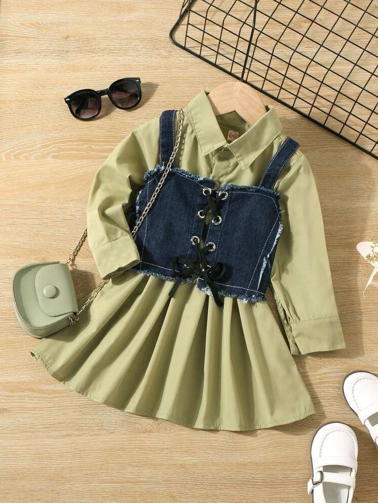 Lace Up Long Sleeve Colorblock Kids Clothing 4607