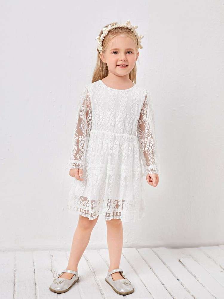  White Round Neck Glamorous Kids Clothing 539