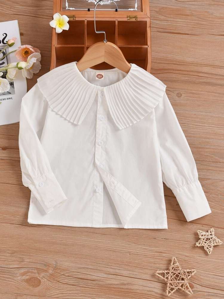 Plain Peter Pan Collar White Cute Toddler Girls Tops 3102