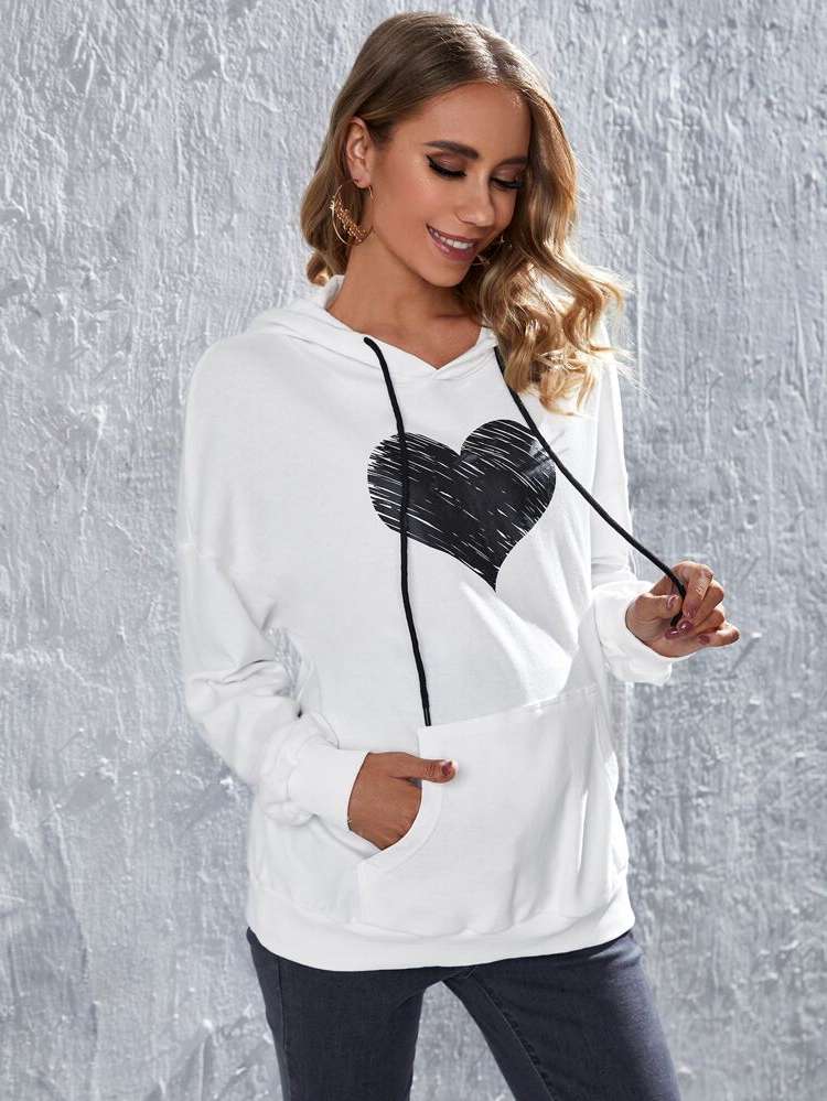 Drawstring Casual Hooded Maternity Sweatshirts 2407