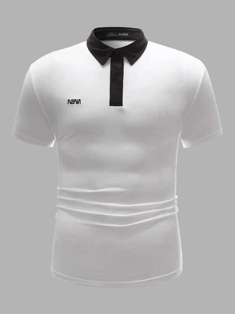  Short Sleeve White Regular Fit Men Polo Shirts 9599