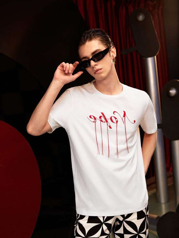 Embroidery Regular Fit Letter Regular Men T-Shirts  Tanks 925