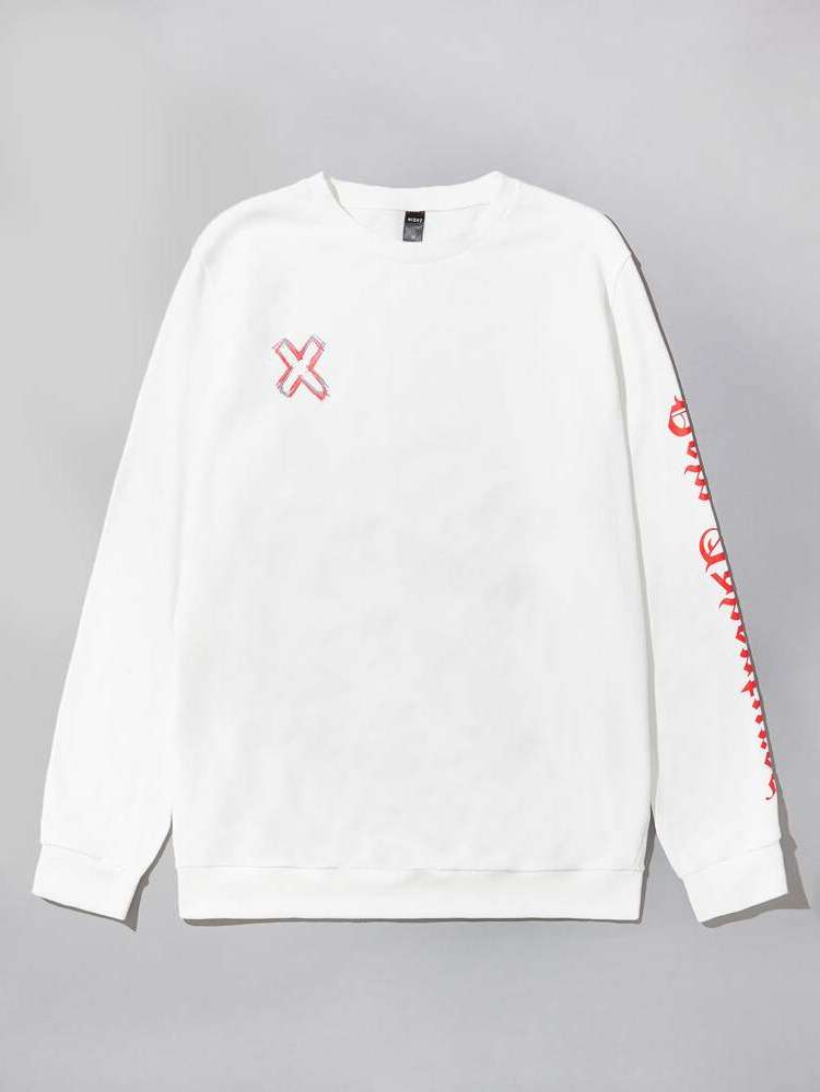  White Letter Casual Men Sweatshirts 531