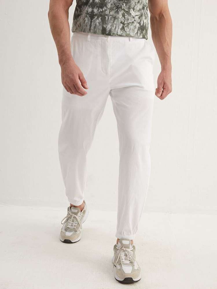 Cropped Casual White Men Pants 4652