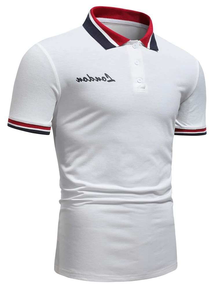 Regular White Work Button Front Men Polo Shirts 2049