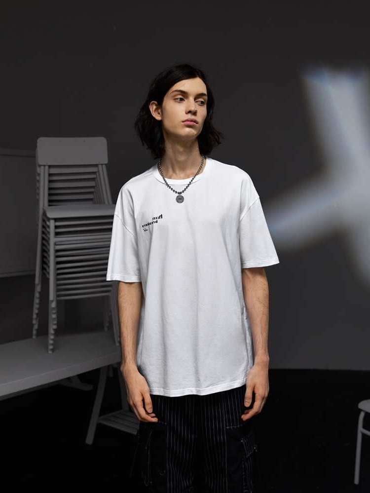 White Casual Round Neck Men Clothing 188