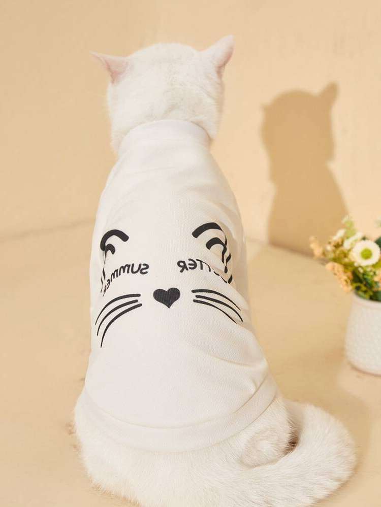  White Cartoon Pet Tees 7584