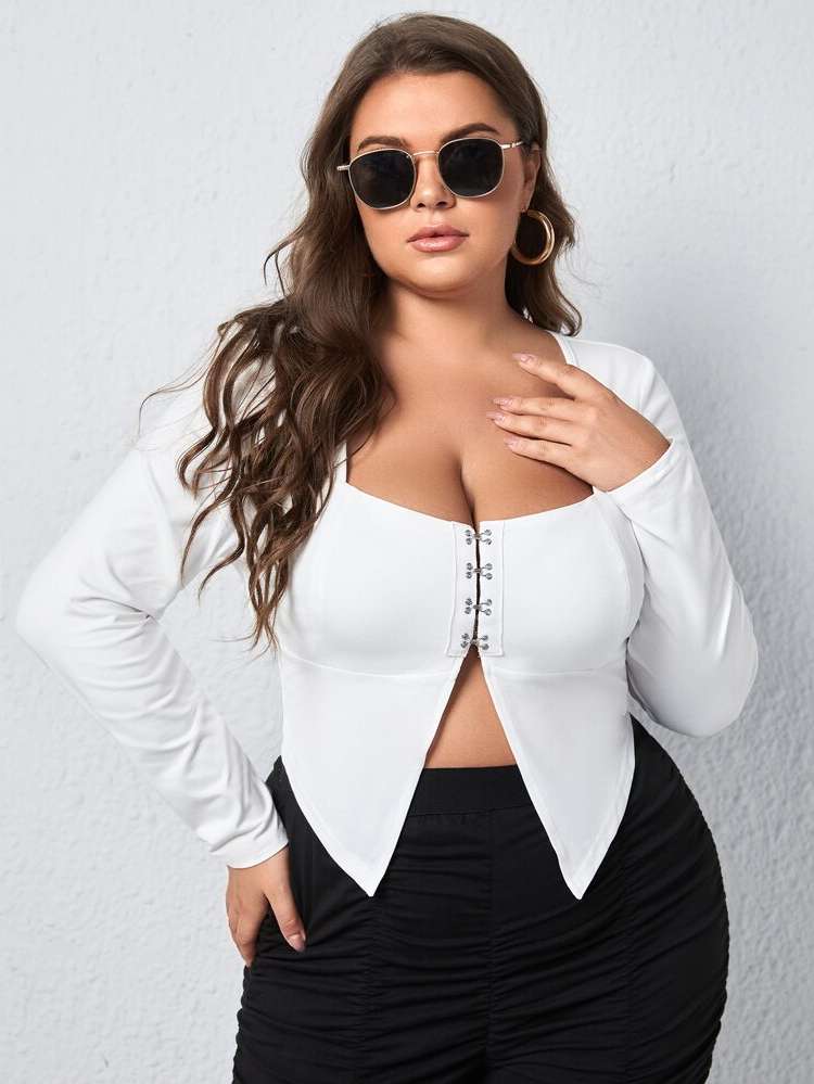 Long Sleeve Casual Plus Size Tops 4900