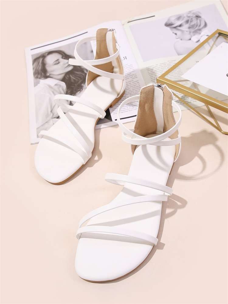  Plain White Women Sandals 7324