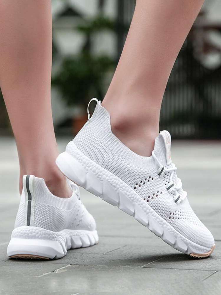  Lace Up Plain White Shoes 767