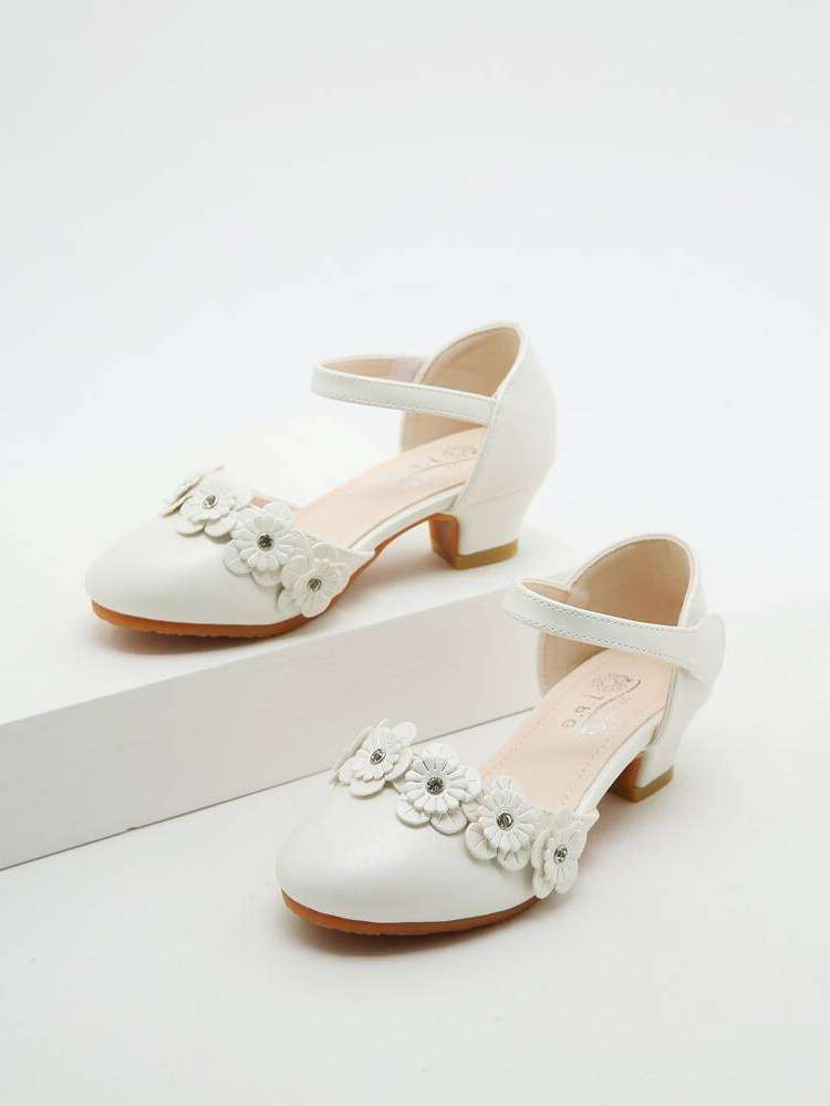  White Appliques Kids Flats 6562