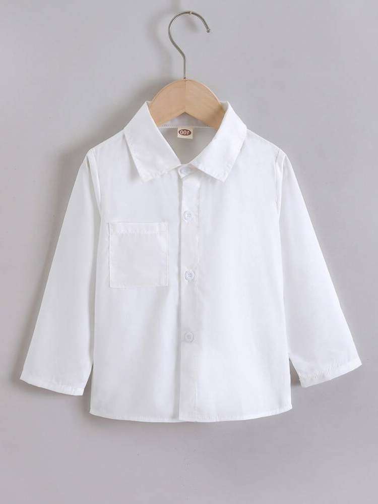 White Plain Long Sleeve Collar Toddler Boys Clothing 292