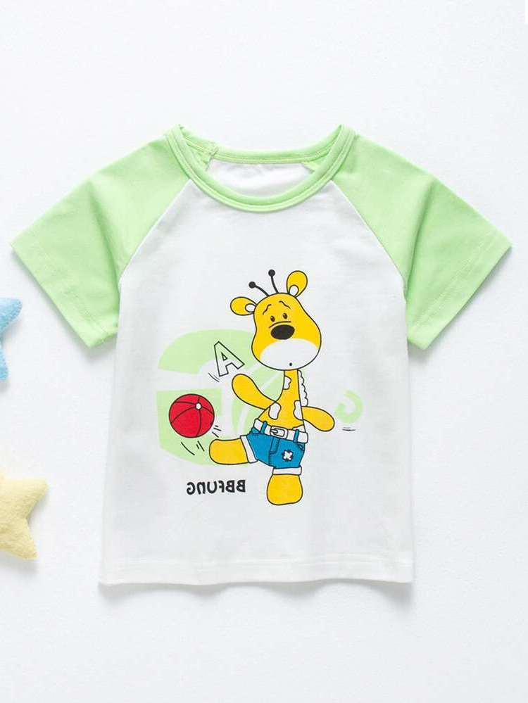  Cartoon White Short Sleeve Kids Clothing 29