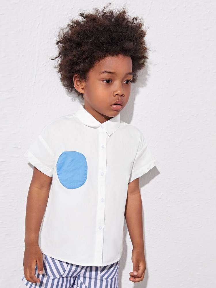 Colorblock Short Sleeve Casual Regular Fit Kids Clothing 1482