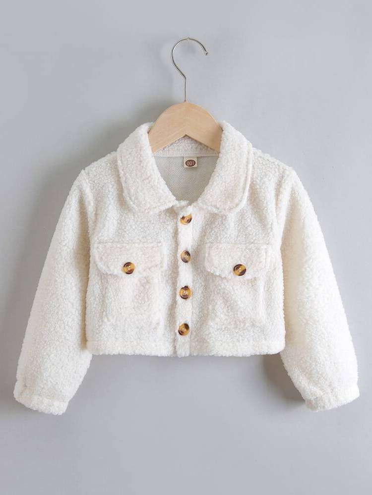 Collar White Casual Plain Kids Clothing 9956