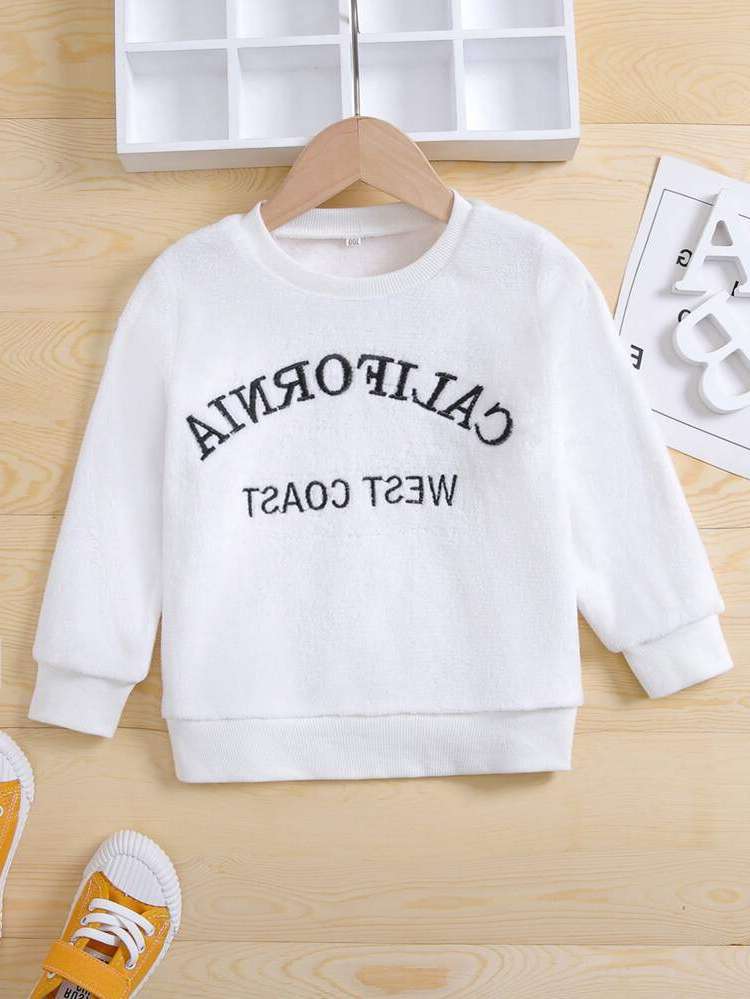  White Round Neck Long Sleeve Toddler Girls Clothing 241