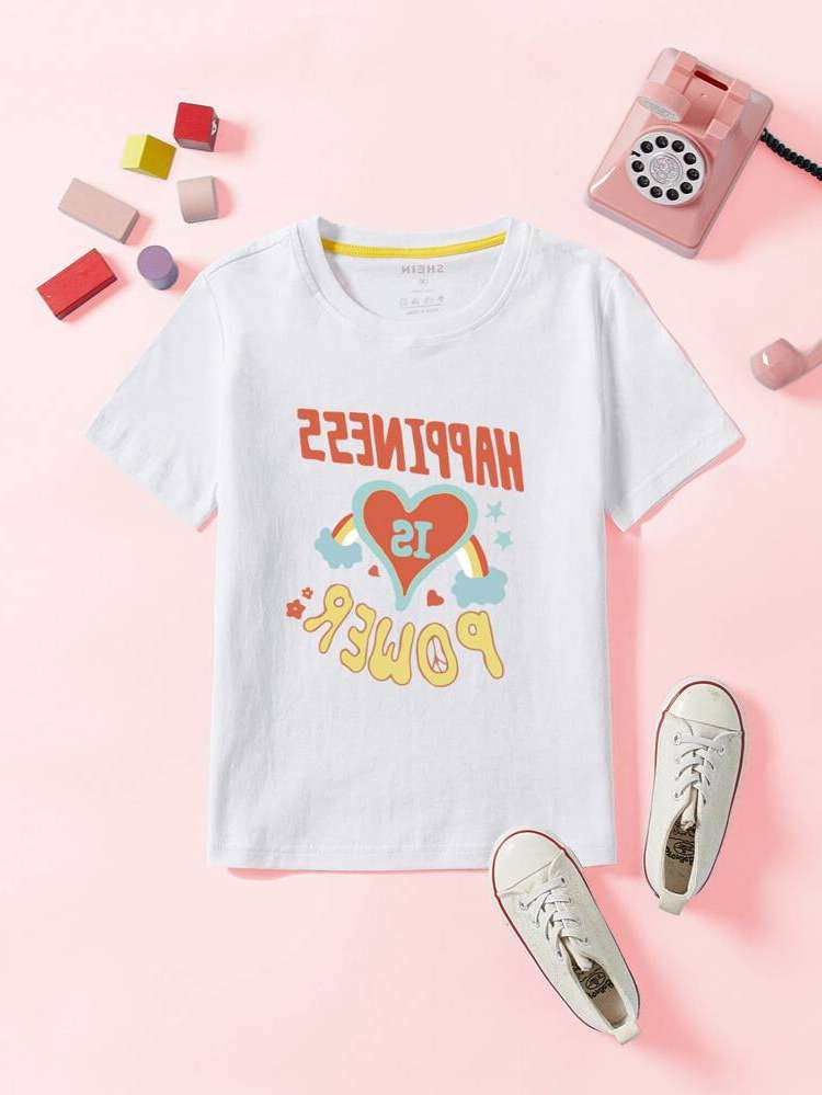  Round Neck Heart Regular Toddler Girl T-Shirts 5632