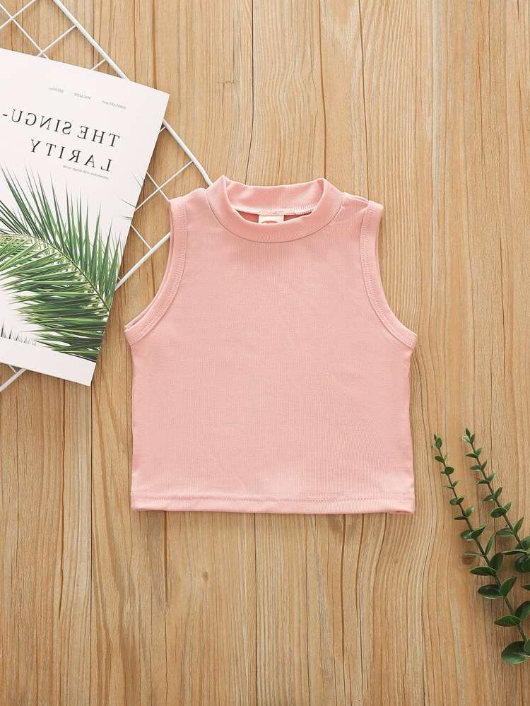 Plain  Crop Toddler Girl Tank Tops  Camis 1626