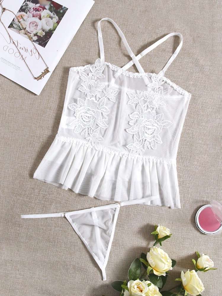 Plain Criss Cross Romantic Women Lingerie 394