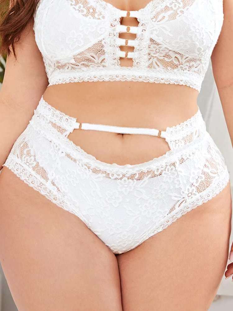  White Plain Plus Size Panties 653