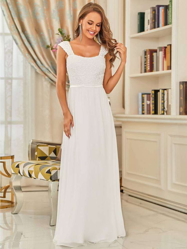  White Sleeveless Regular Fit Wedding Dresses 913