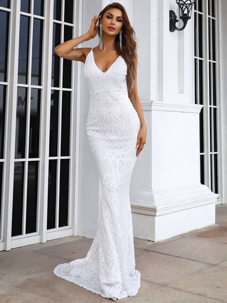 Maxi Backless Slim Fit Sleeveless Wedding  Special 9468