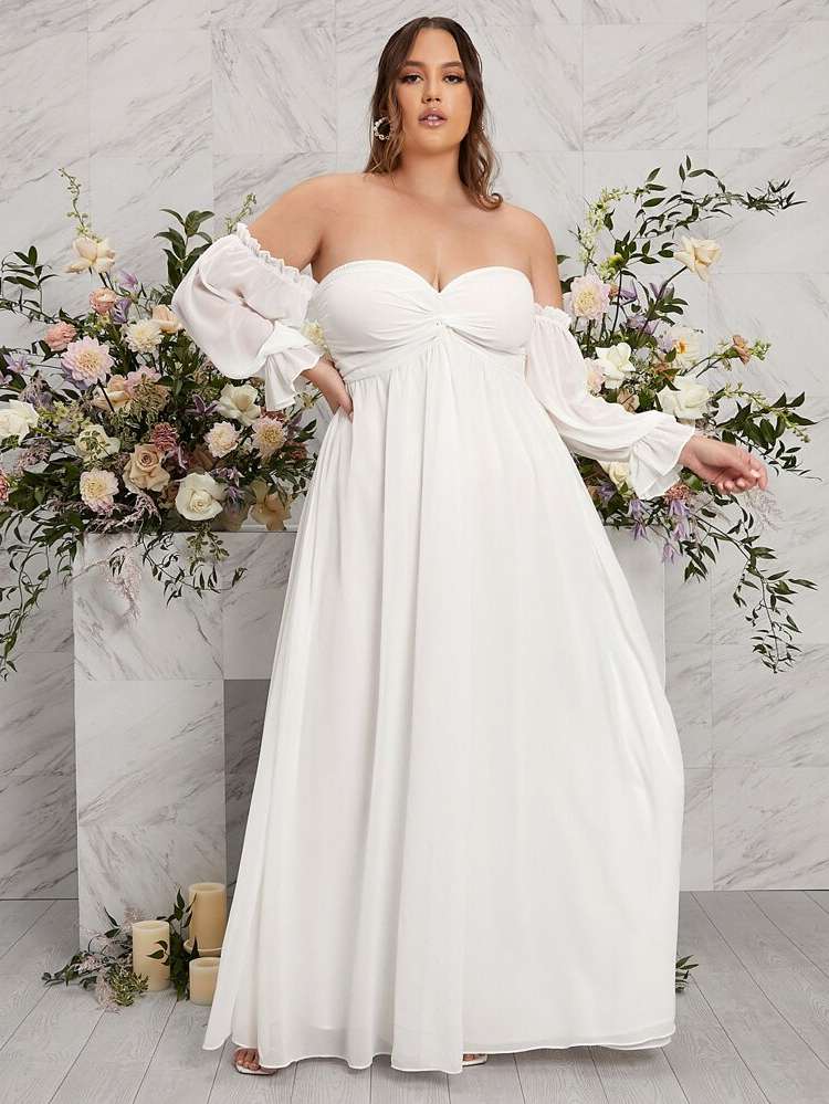 Off the Shoulder Maxi Regular Fit Weddings  Events 1205