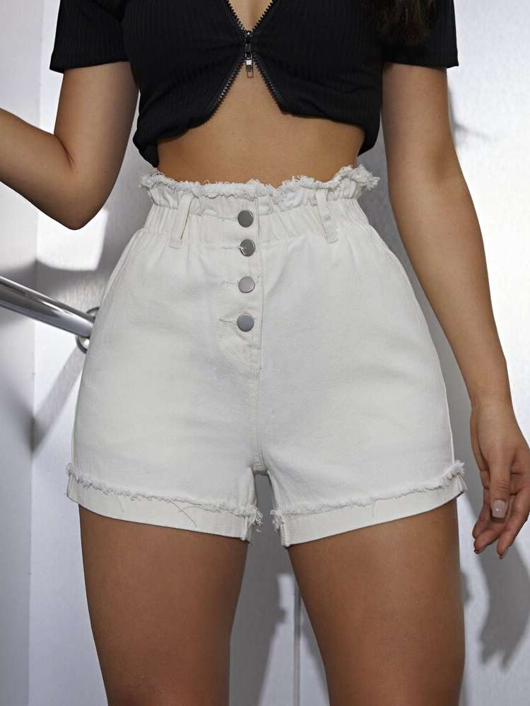   Raw Hem Women Denim Shorts 8083