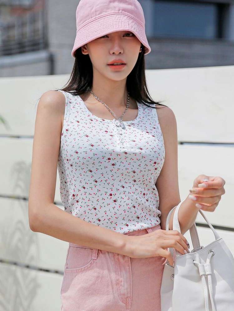 Round Neck  Casual Women Tank Tops  Camis 5060