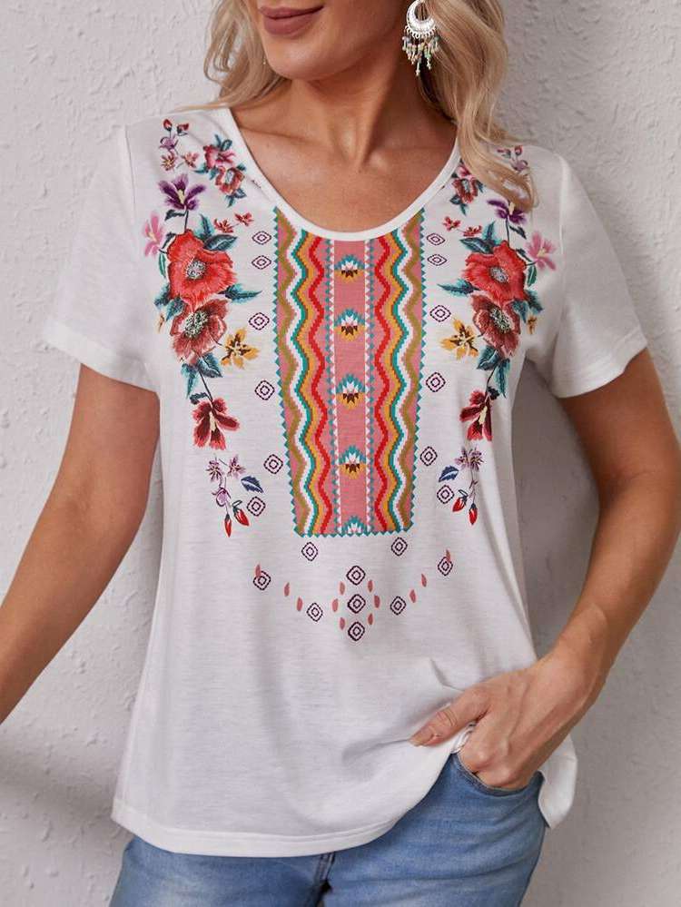 Short Sleeve Casual White Women Clothing 784