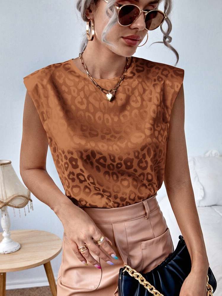 Elegant Sleeveless Regular Fit Round Neck Women Blouses 4105