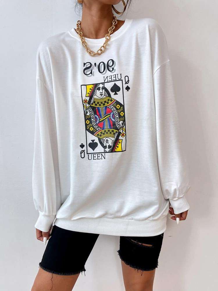 Graphic Oversized Long Sleeve Women Sweatshirts 261