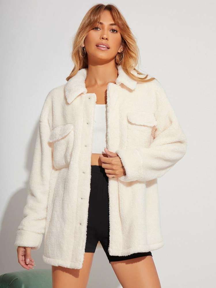 Long Sleeve White Short Women Coats 1423