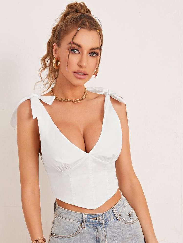  V neck Crop Women Tops, Blouses  Tee 1622