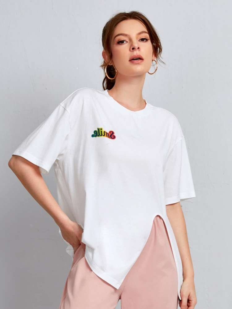 Letter Casual Regular Short Sleeve Women Tops, Blouses  Tee 2003