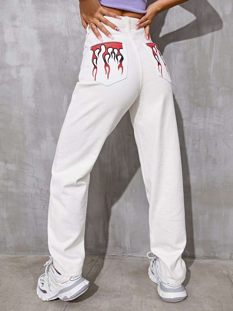  Fire White Women Jeans 4202