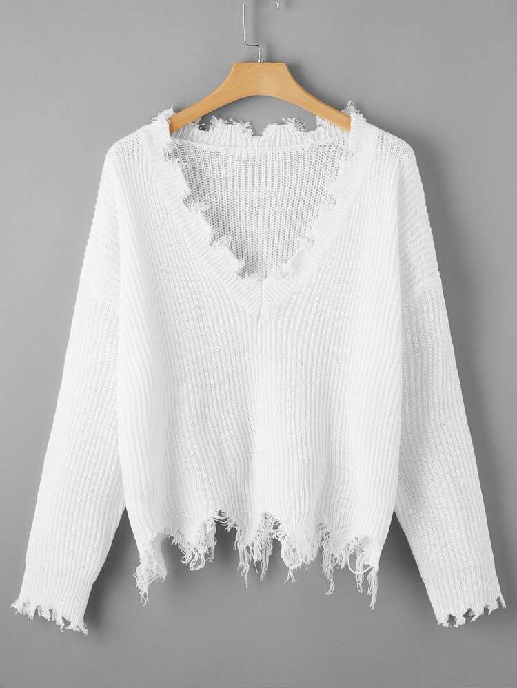  Long Sleeve V neck White Women Plus Clothing 768