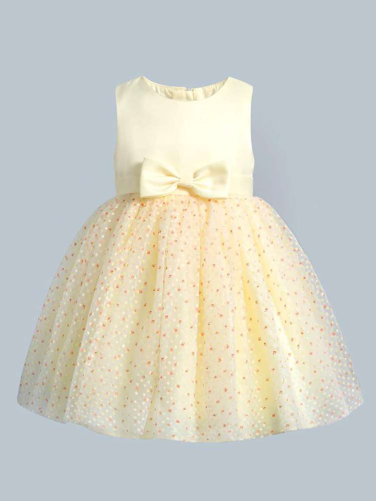 Yellow Glamorous Sleeveless Short Baby Partywear 9851