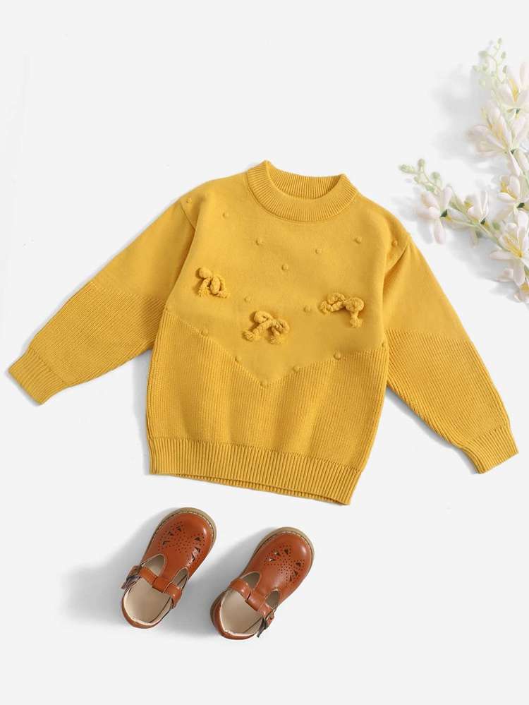 Regular Fit Casual Yellow Long Sleeve Baby Knitwear 7096